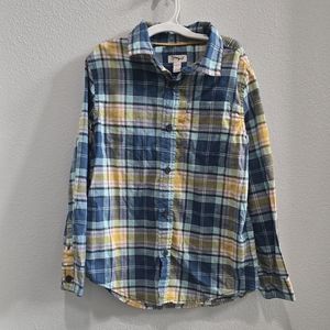 Boys Cat & Jack ling sleeved button up shirt size medium 8/10
